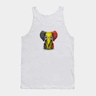 Baby Elephant with Glasses and Belgian Flag Tank Top